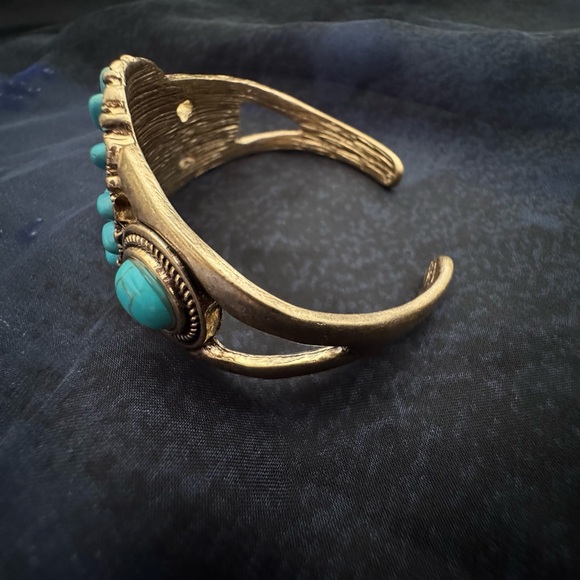 Southwestern Turquoise Style Wide Cuff Bracelet Boho Statement - Picture 10 of 16